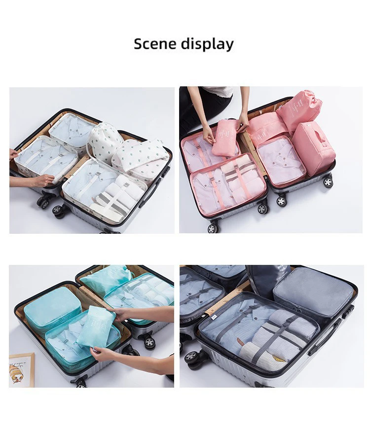 7Pcs Set Tragbare Gepäck Lagerung Taschen Reise Veranstalter Lagerung Taschen Koffer Verpackung Würfel Set Kleidung Ordentlich Beutel Falten