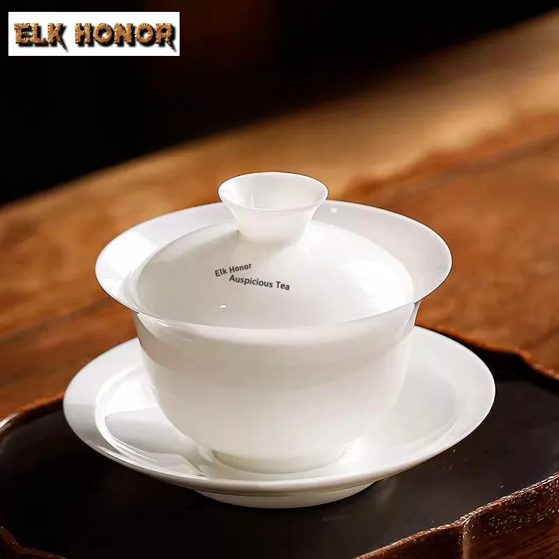 Gaiwan de Porcelana Blanca de Dehua, Tazón de Té Zen de Cuerpo Delgado con Tapa, Kit para Preparar Té, Tazón con Tapa, Accesorios para Té, Regalo Artesanal