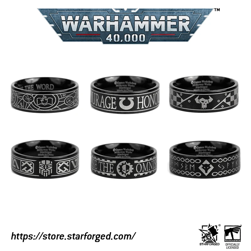 Starforged Warhammer 40K Orks & Fenrisian Wolves Votann 합금 남성용 반지 크리스마스 선물 리그