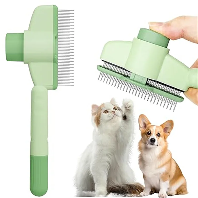 Cat Comb Dog Comb Pet Hair Removal Tool Flea Comb for Cats and Dog Lice Comb Cat Brush with Release Button Self-Cleaning