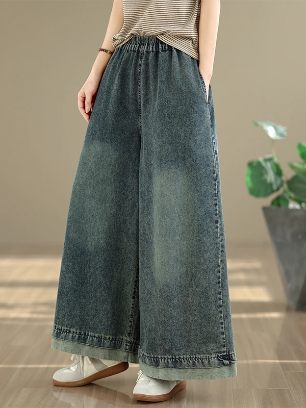 

Casual Wide Leg Denim Jeans for Women Spring Summer New Style plus Size Simple Artistic Versatile Loose Fit High Waist Cotton...
