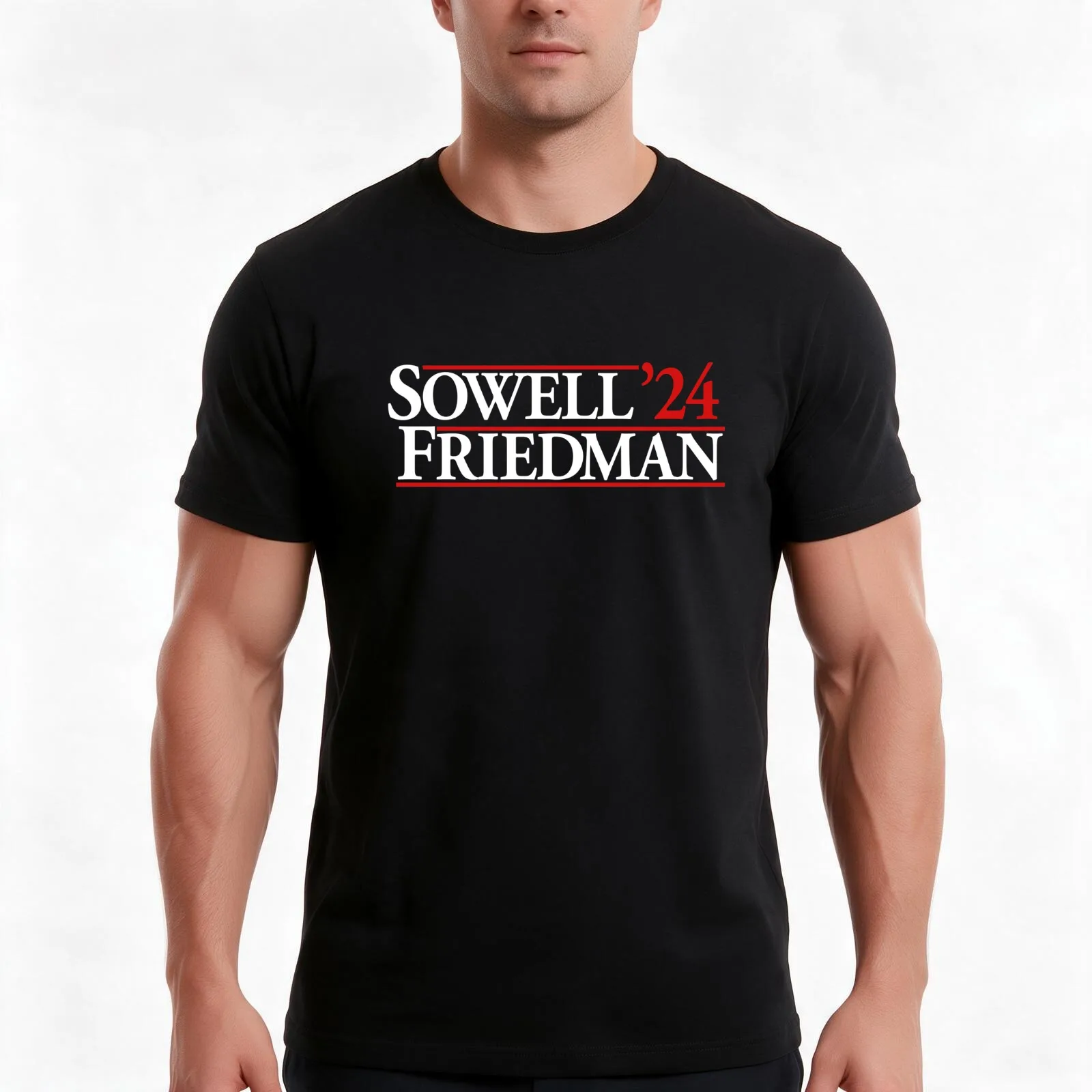 Sowell Friedman 24 T-Shirt, Summer Casual Cotton Tee, Oversized Streetwear Tops, Vintage Graphic Print, Loose Fit Short Sleeve