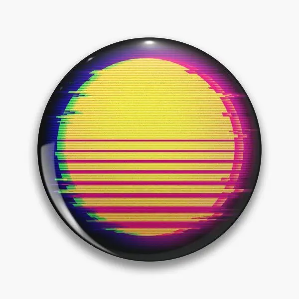 Vaporwave Aesthetic Sun Retro Glitch Sun  Soft Button Pin Jewelry Brooch Fashion Women Badge Lover Cartoon Cute Collar Funny