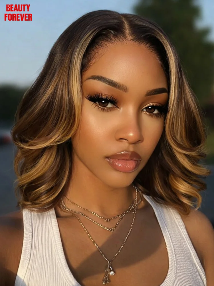 

Beauty Forever Highlight Blonde Bob Human Hair Wig No Slip 13x4 Bye Bye Knots Pre Cut Lace Short Bob Glueless Wig Ready to Wear