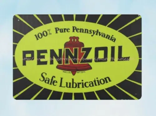 Pennsylvania Pennzoil Safe Lubrication metal tin sign retro garage