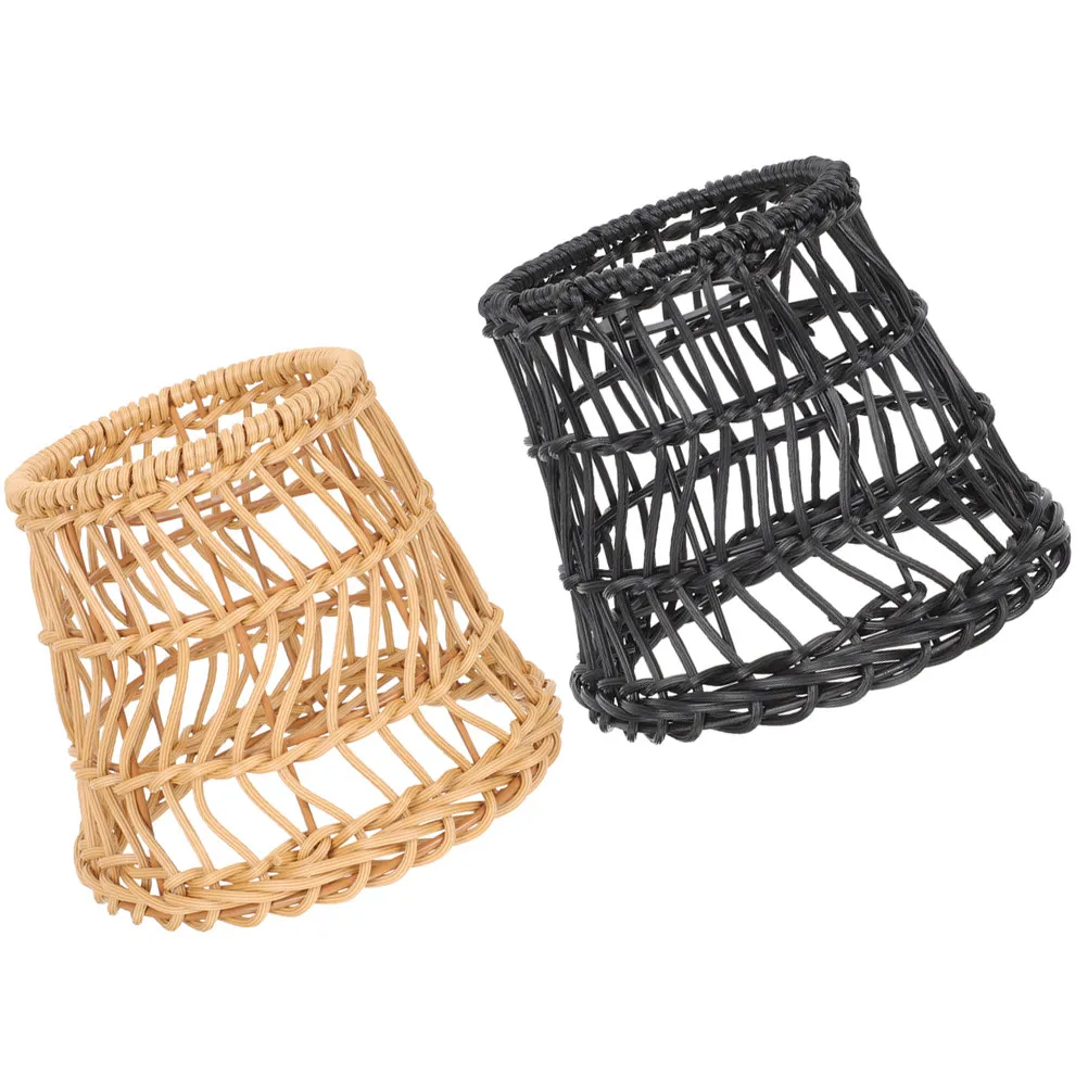 2Pcs Woven Lamp Cover Plastic Lamp Shade Replacement for Ceiling Lights Rustic Decorative Lampshade for Living Room Bedroom