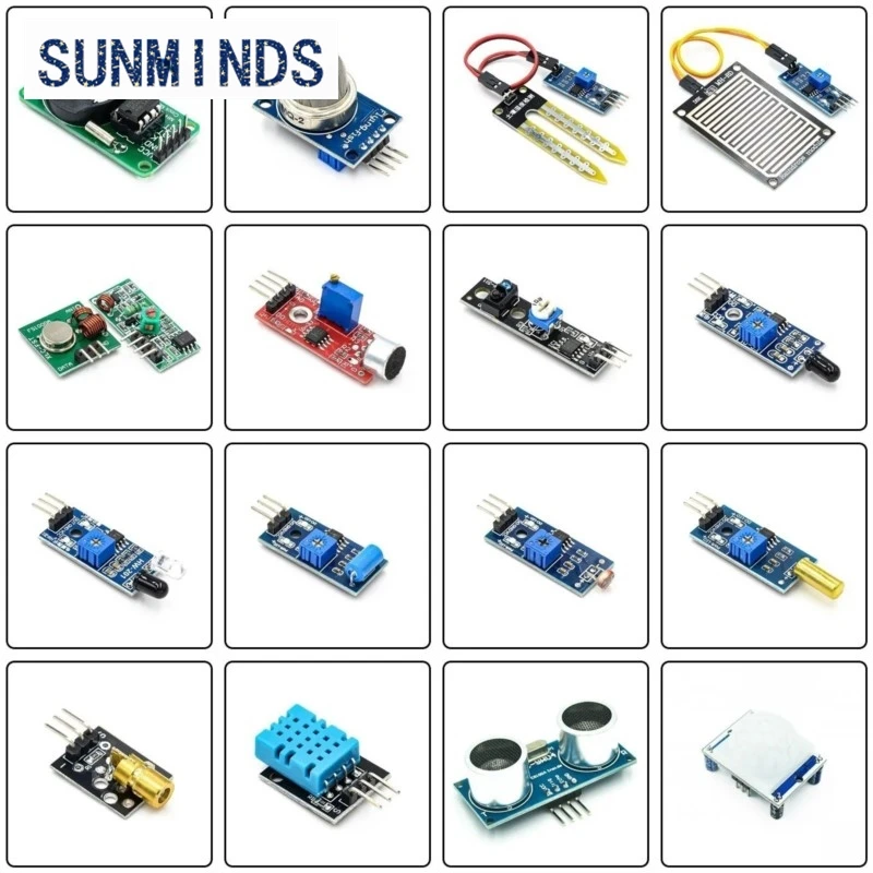 1sets 16 in 1 Modules Sensor Kit Project Super Starter Kits for Arduino UNO R3 Mega2560 Mega328 for Raspberry Pi 3 2 Model B K62