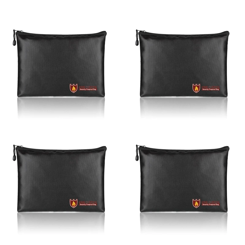 

4X Fireproof Document Bag,Waterproof And Fireproof Document Bags,Fireproof Money Bag For A4 Document Holder