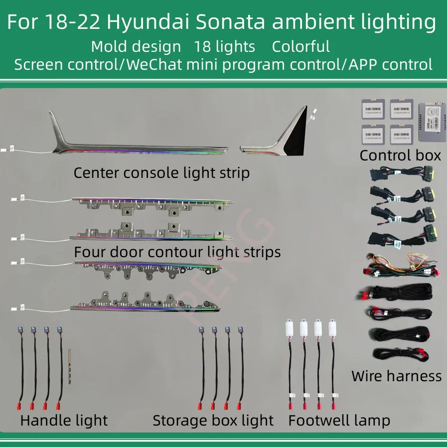 For Hyundai Sonata 2018-2022 64 colors dedicated Atmosphere Light LED Footwell Central control lamp Full car Ambient light