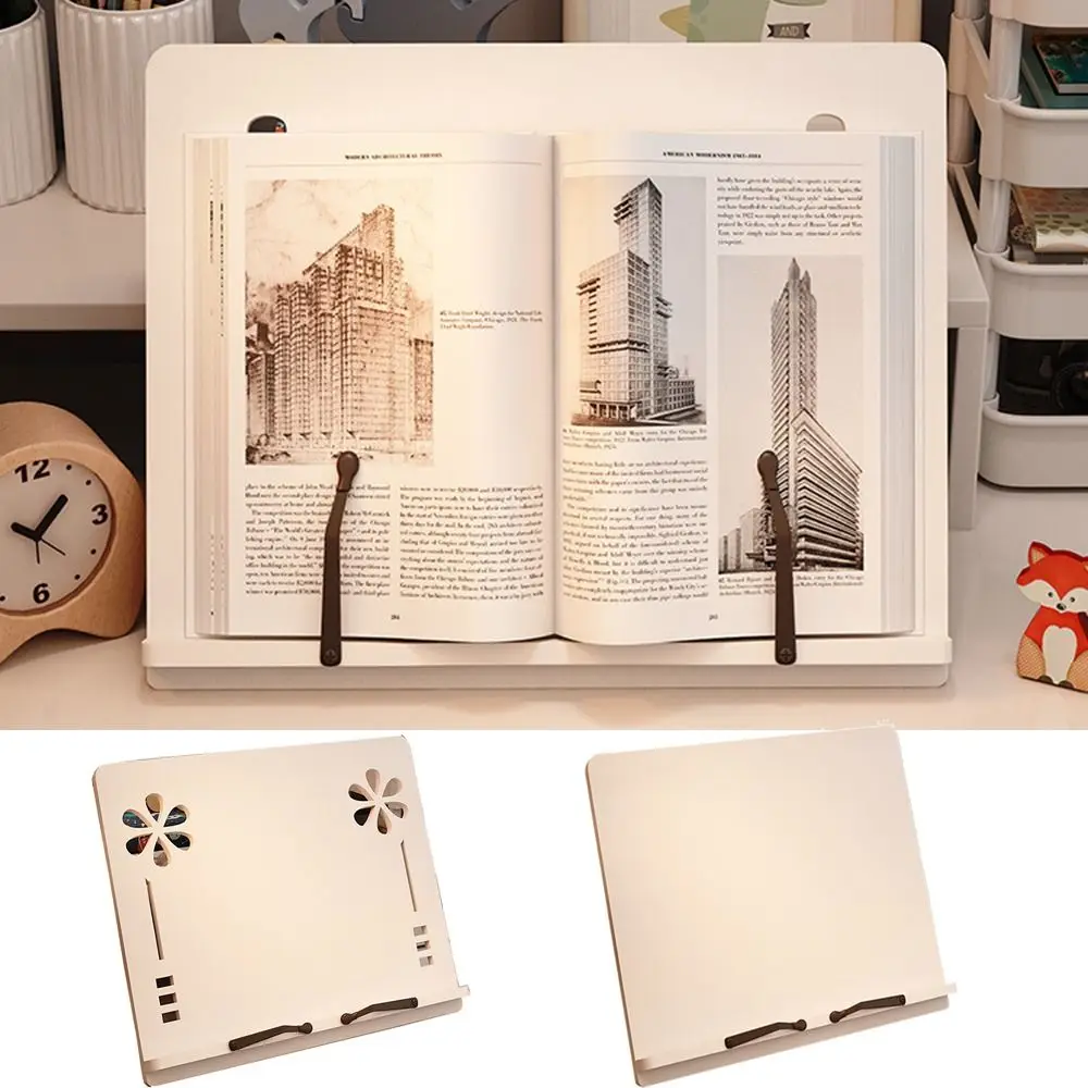 Adjustable Wood Reading Stand Multi-Position Foldable Book Holder Tray with Page Paper Clips Non-slip Reading Rest Tablet Adults