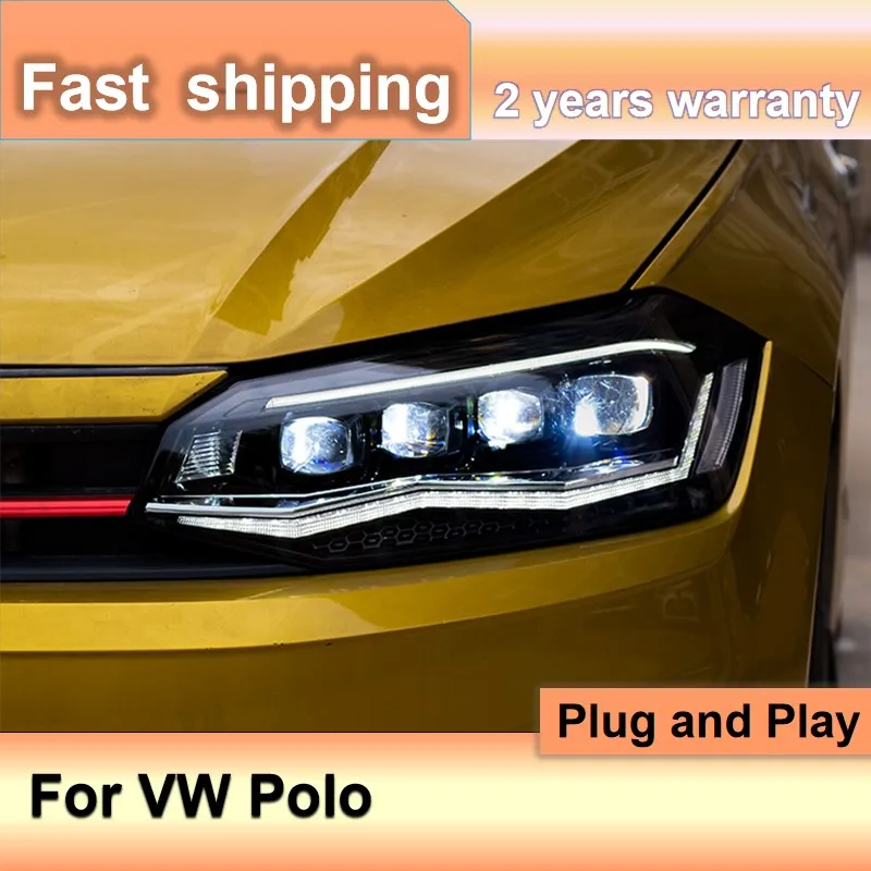 Car Accessories for VW Polo Headlights 2019-2022 Volkswagen Polo Head Lights DRL Turn Signal High Beam Projector Lens