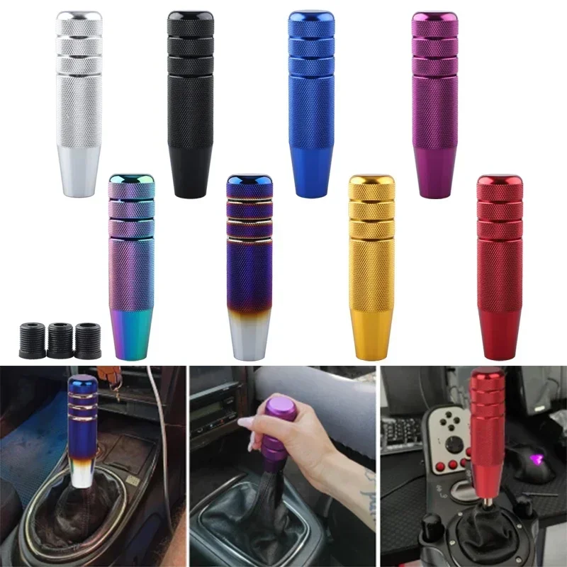 Universal Auto JDM 130MM Knurled Gear Shift Knob Manual Transmission Aluminum Non-Slip Shifter Lever Knob