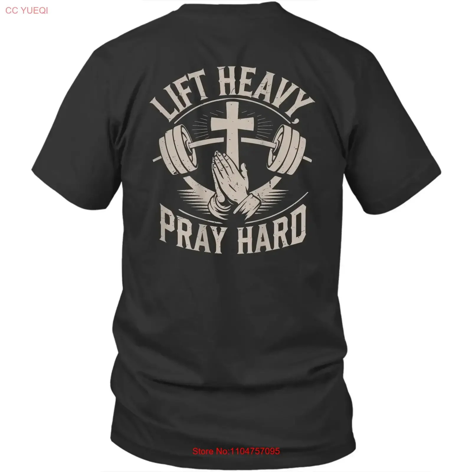 On Back Christian Gym Lift Heavy Pray Hard T Shirt  vintage Washed Top For Everyday Wear Stretched designer clothes Versatile