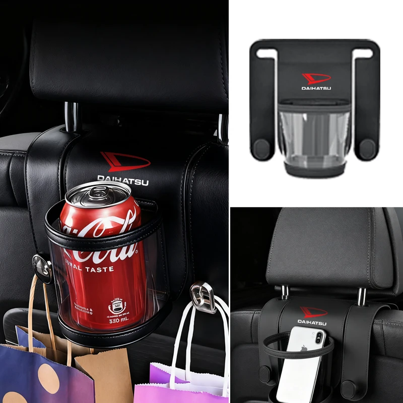 Portavasos para asiento trasero de coche, estante de cuero para bebidas, organizador, accesorios para coche para DAIHATSU Sirion Feroza Trevis Taft Terios 2 Cuore