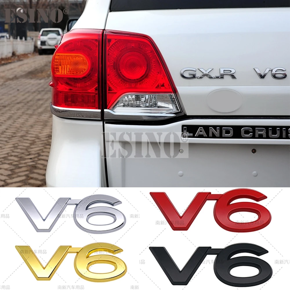 

Стайлинг автомобиля 3D V6, клейкая эмблема из металлического сплава, значок на задний багажник, наклейка на кузов для Toyota Prado Land Cruiser Tacoma 4Runner