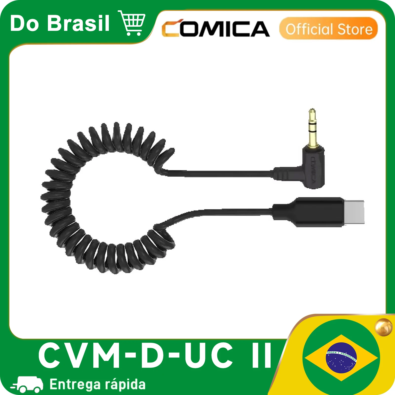 Cabo de saída de áudio COMICA CVM-D-UC II de 3,5 mm TRS para USB-C para microfone sem fio de smartphone Android