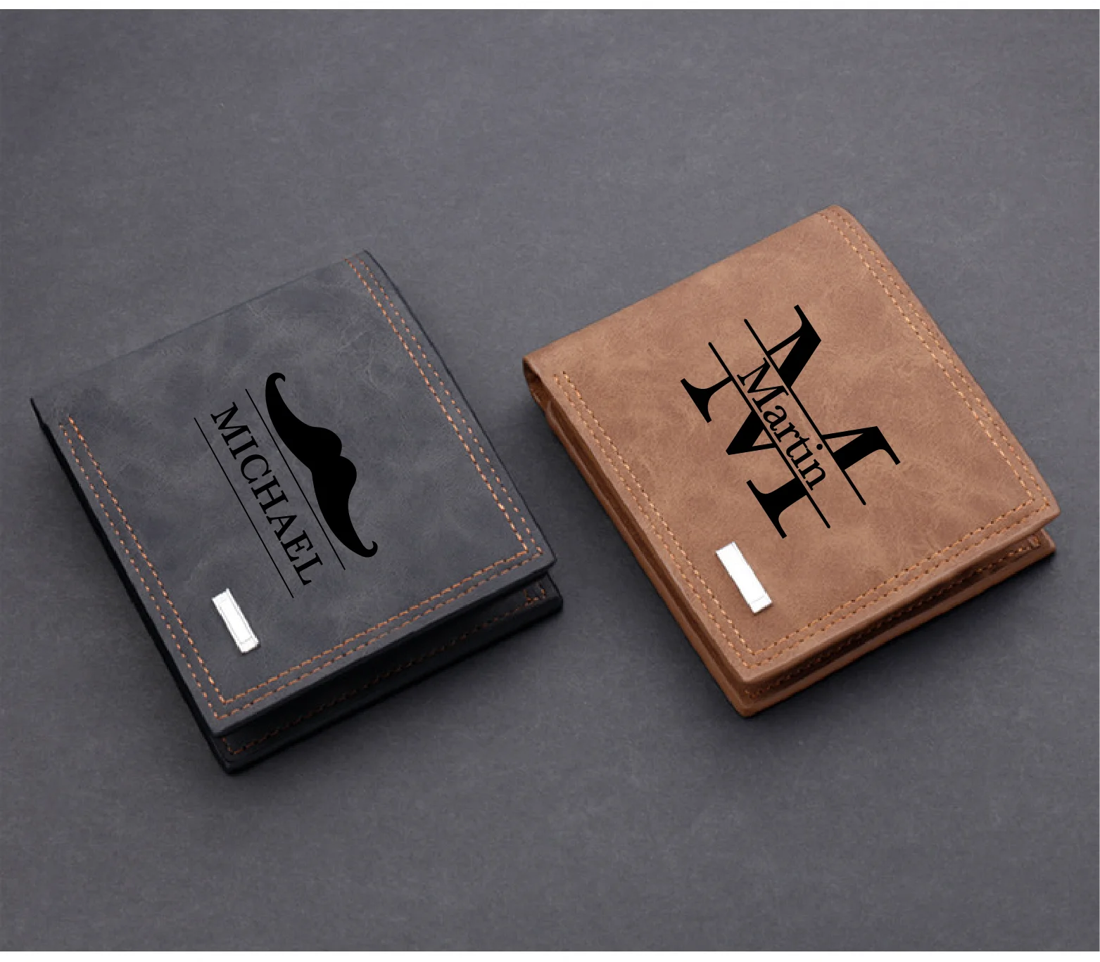 Personalized Mens Wallet Engraved Name Wallet Custom Groomsmen Leather Wallet Boyfriend Gift for Husband Christmas Fathers Day