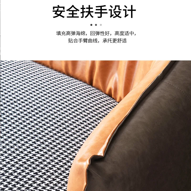 Double three-person sofa, small apartment Nordic modern simple living room light luxury leather fabric sofa
