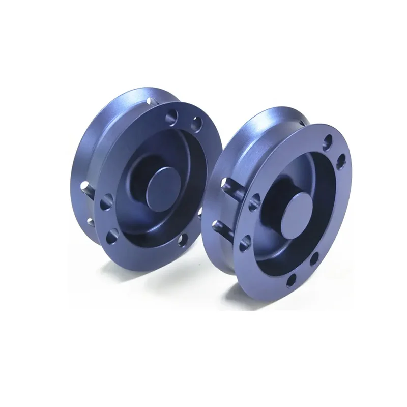 

Blue anodized aluminum alloy CNC precision machined transmission wheel parts precision mechanical pulley parts