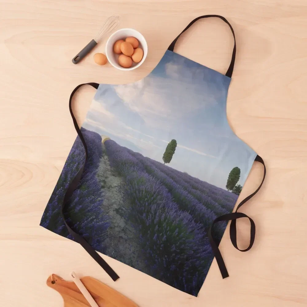 

Lavender fields and trees at sunset. Orciano, Tuscany, Italy Apron Chef Uniform Art cooks clothes Apron