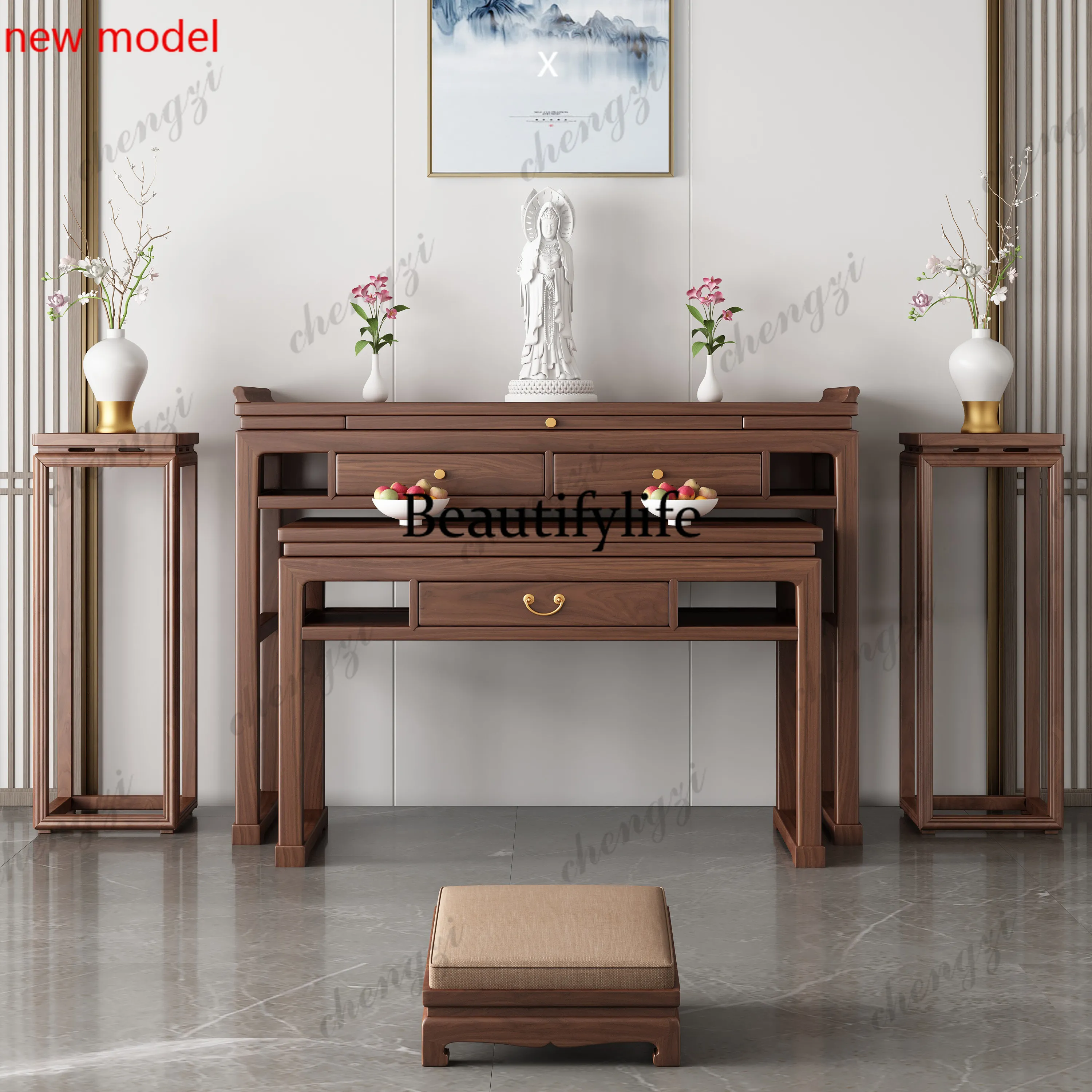 DD182Solid wood table incense case household living room simple Buddhist table new Chinese modern Buddhist table