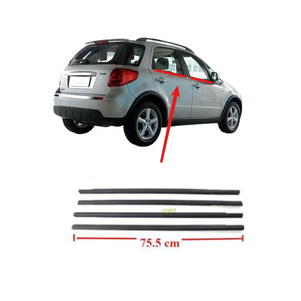 

4 Pieces Hatchback 83811-56K00-000 Outside Window Glass Rubber for Suzuki SX4 Weather Strip for SX4 Glass Protect Rubber