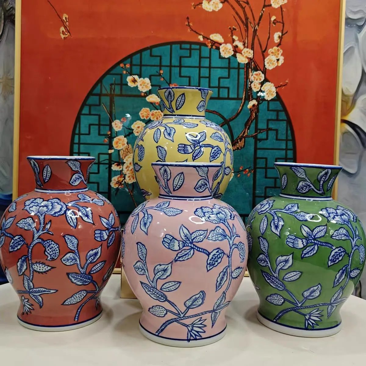 中国の青と白の磁器の花瓶ヴィンテージ磁器ポット水耕栽培フラワーアレンジメント家の装飾アクセサリー
