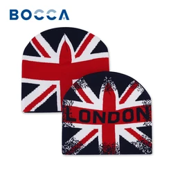 Bocca England Flag Knitted Hat Winter Beanie Hats For Men Women Y2K Warm Winter Autumn Outdoor Hip Hop Bonnet Cap 2023 New Style