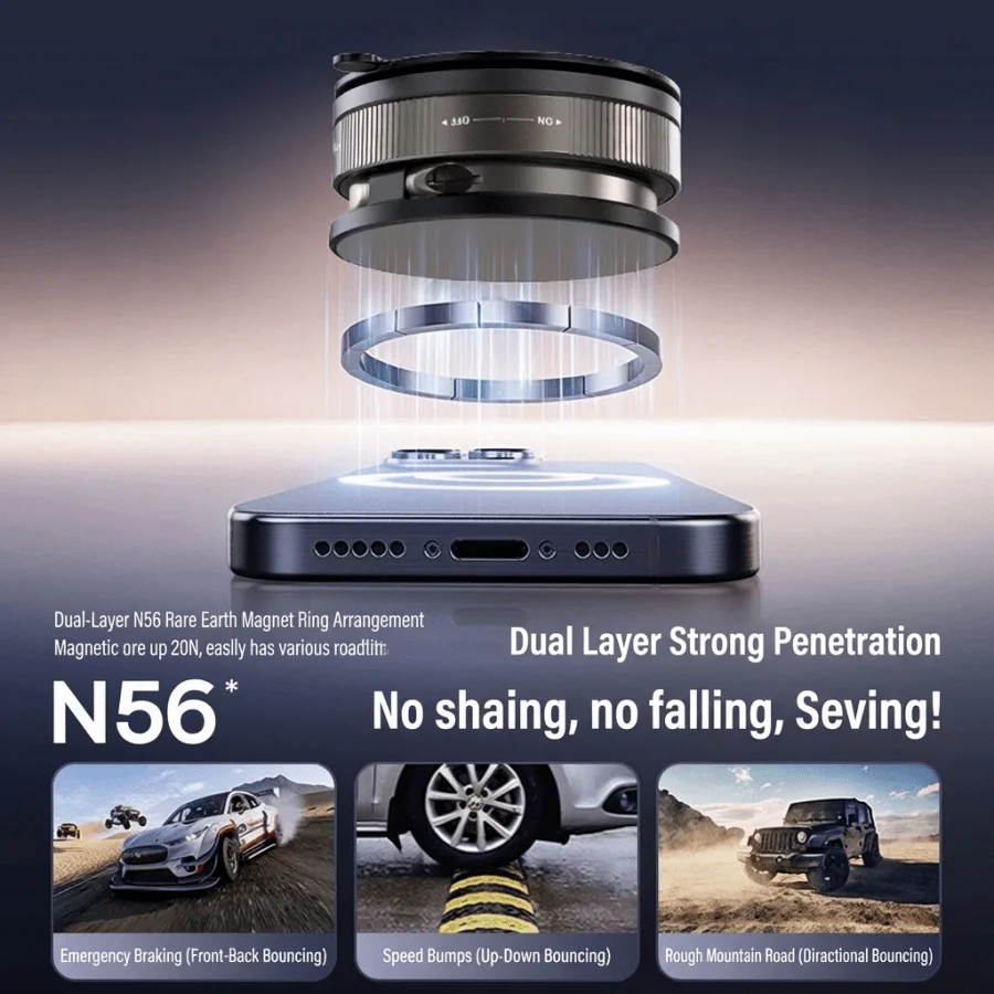 

4pcs Magnetic Car Phone Holder 360° Rotatable Vacuum Suction Mount for Windshield Dashboard Smooth Surface