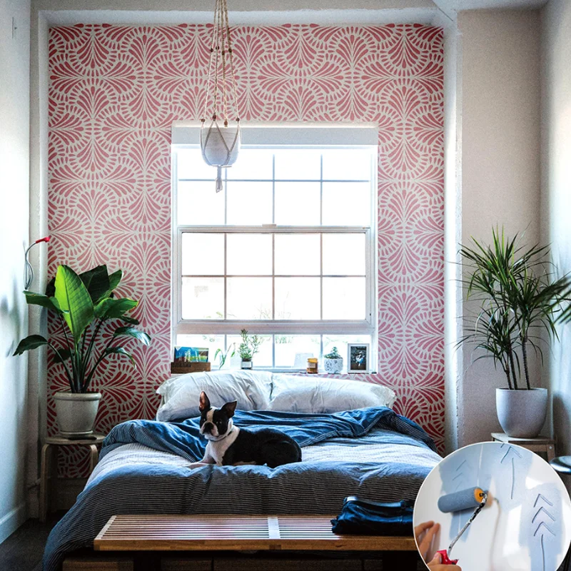 기하학적 만다라 스텐실 DIY 레이어링 벽 스크랩북 색칠 엠보싱 장식, 그래피티 페인팅 템플릿 재사용 가능, 30.5x30.5cm