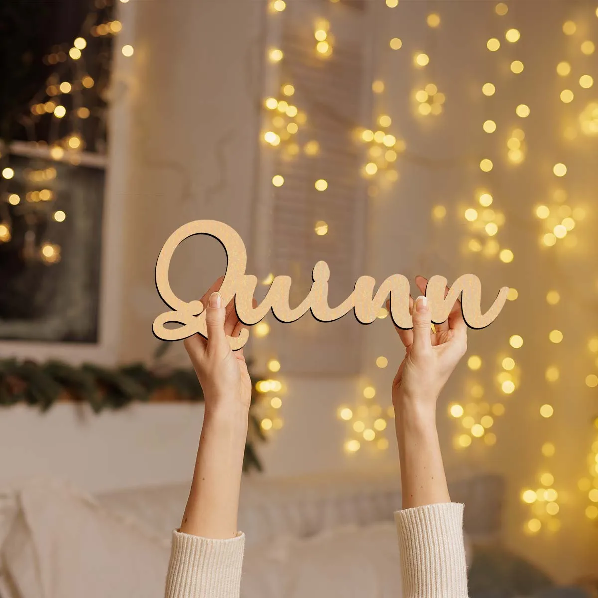 

1pc Romantic Quinn example Personalized Text Wood Material Wooden Plaque Wooden Sign Unfinished Wood for Painting or Glittering