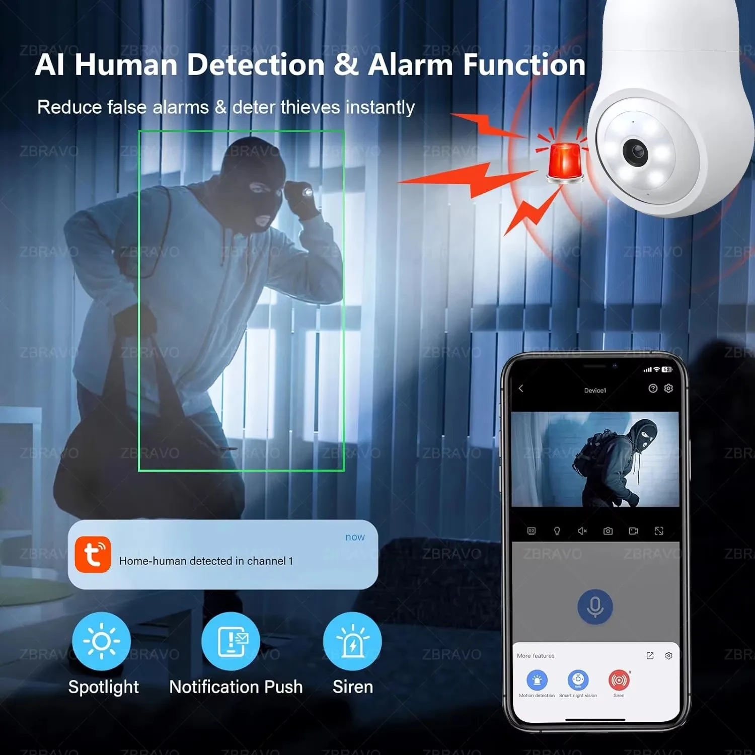 Tuya 5G WiFi Bulb Camera 5MP 3MP Indoor Security Two Way Audio Auto Tracking Human Colorful Night Vision E27 Base Mini PT Camera