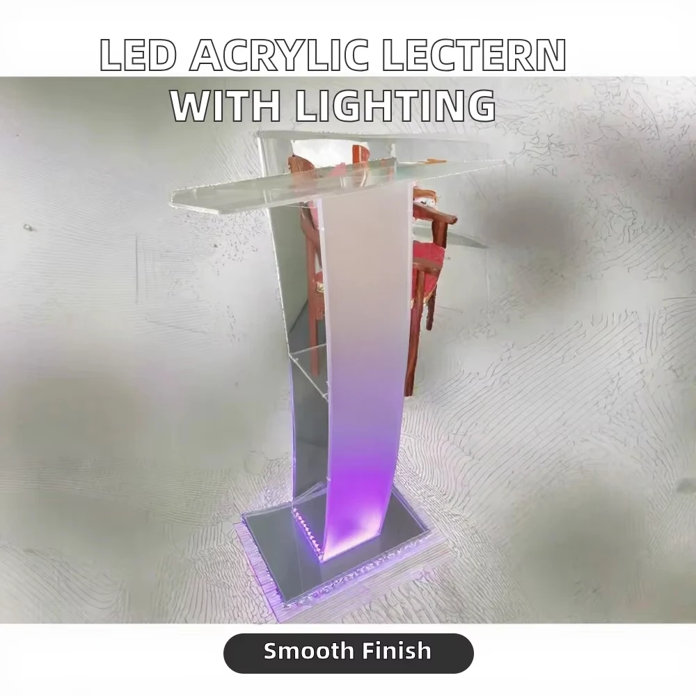 Transparent LED lighting for polished acrylic pulpits, pulpits, and church pulpits