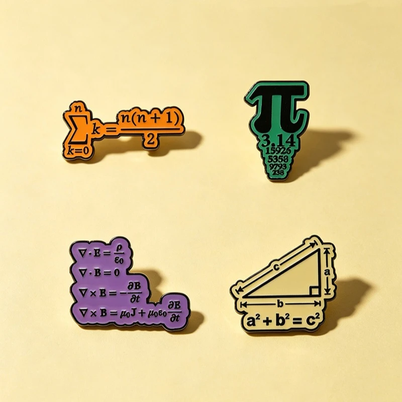 Math Physics Formula Metal Brooch Pythagorean Theorem Design Student Gift Badge Pins DIY Clothing Bags Hat T-shirt Accessory