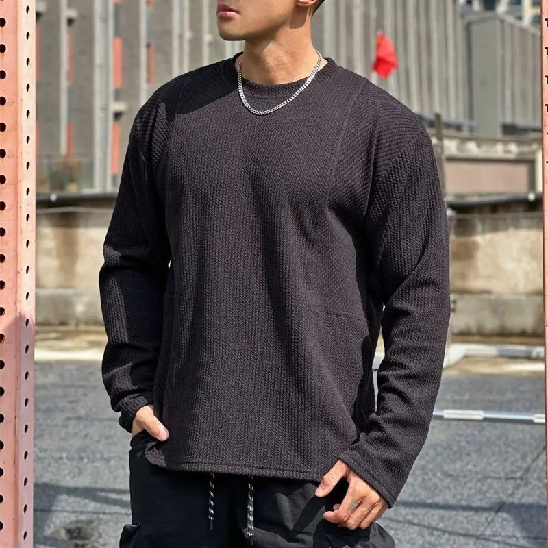 Spring and autumn new street wear trend hot sell snake print loose long-sleeved men's T-shirt casual top fashion men's wear