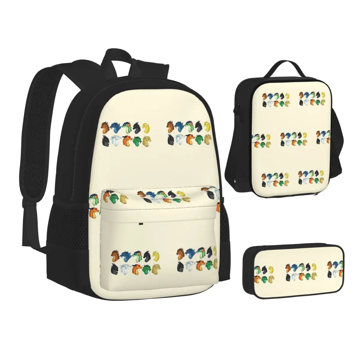 

Head Dragons - Wings Of Fire Backpacks Boys Girls Bookbag Children School Bags Kids Rucksack Lunch Bag Pen Bag Three-Piece Set