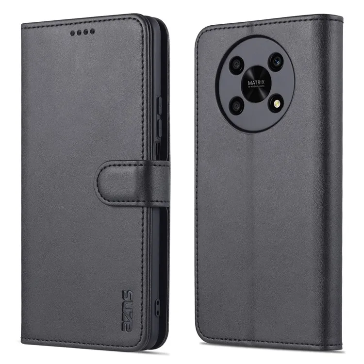 

AZNS PU Leather Phone Case for Honor X30 / X9 5G / Magic 4 Lite 5G Supporting Stand Anti-dust Shockproof Phone Cover Wallet - Bl