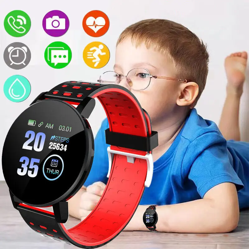 NEW 1.44inch Bluetooth 4.0 Led Digital Waterproof Smart Watch Children\'s Heart Rate Monitor Fitness Tracker Watch Boys and Girls