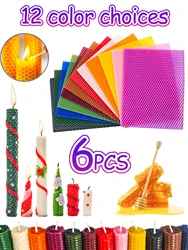 6pcs 15*20cm Color Beeswax Sheet Candle Roll Handmade Smokeless Candle Making Honeycomb Wax Slice Parent-child Activity Material
