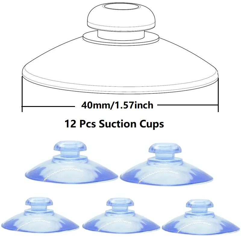 12PCS Mushroom Head Suction Cups 40mm Sucker Pads Shower Caddy Connectors Suction Cup for Bathroom Window Car Glass