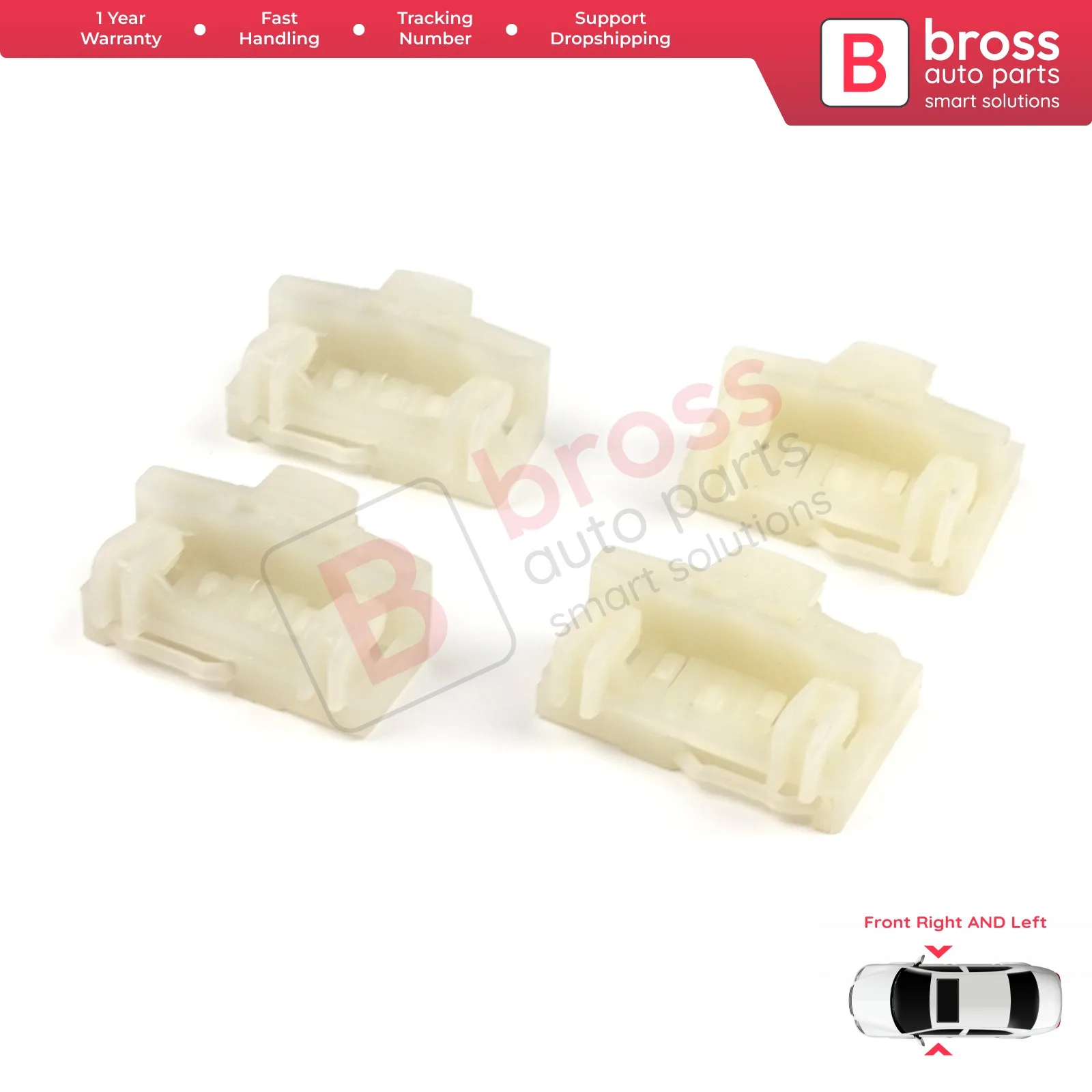 Bross BWR46 + BWR47 4 pezzi fermagli per alzacristalli porte anteriori sinistra e destra per Audi VW Seat Pontiac Oldsmobile Made in Turkey