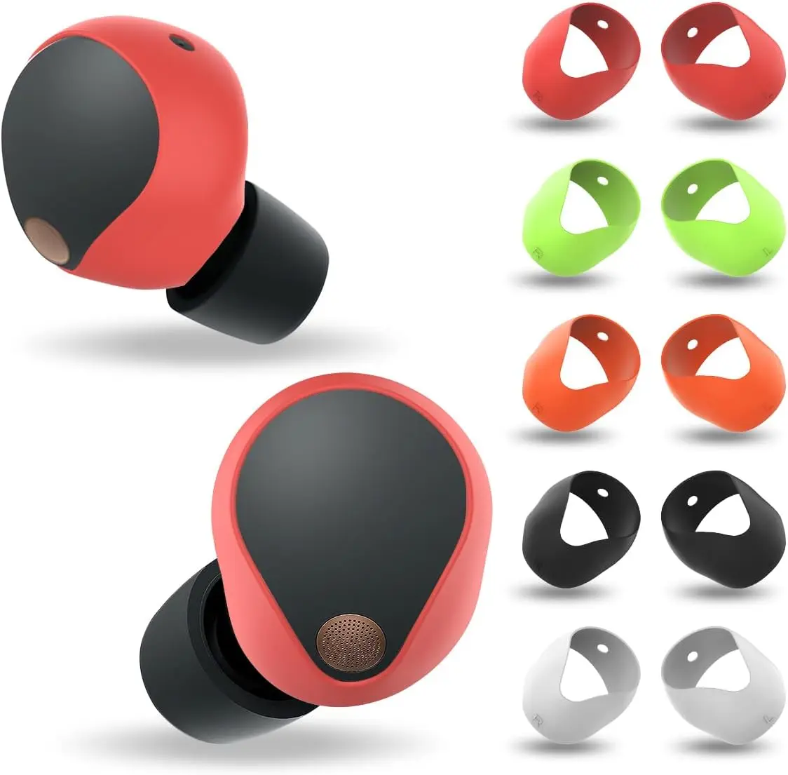 [5-Pairs] CONTEME Soft Silicone Anti-Slip Sony WF-1000XM5 Ear Tips Cover Accessories  【Fit in The Charging Case】- 5 Color