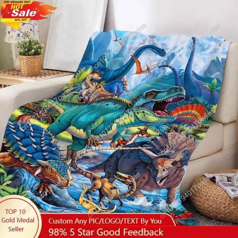 

Soft Funny Throw Blanket Cartoon Dinosaur Print Blanket Casual Air-conditioned Room Blanket Cool Custom blankets