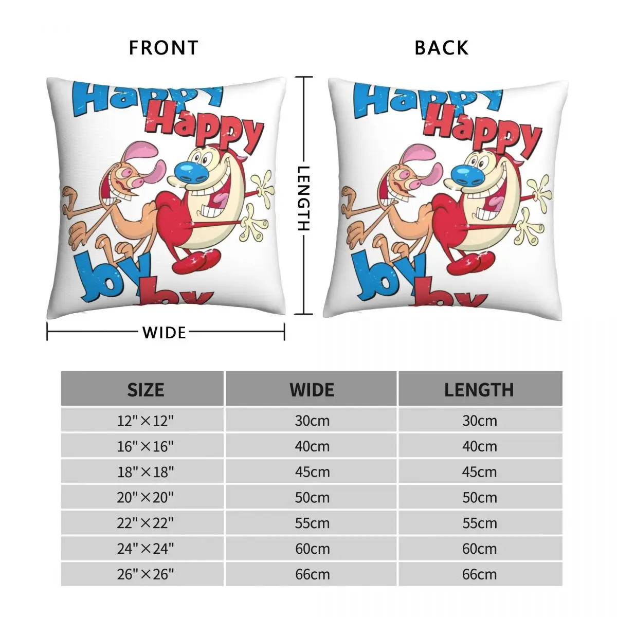 Ren Stimpy Pillowcase Polyester Linen Velvet Pattern Zip Decor Pillow Case Home Cushion Case 45x45