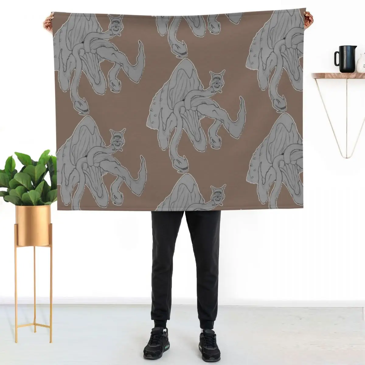 

Graboid - Greyscale Throw Blanket Soft Comfort Blanket for Reading Watching TV