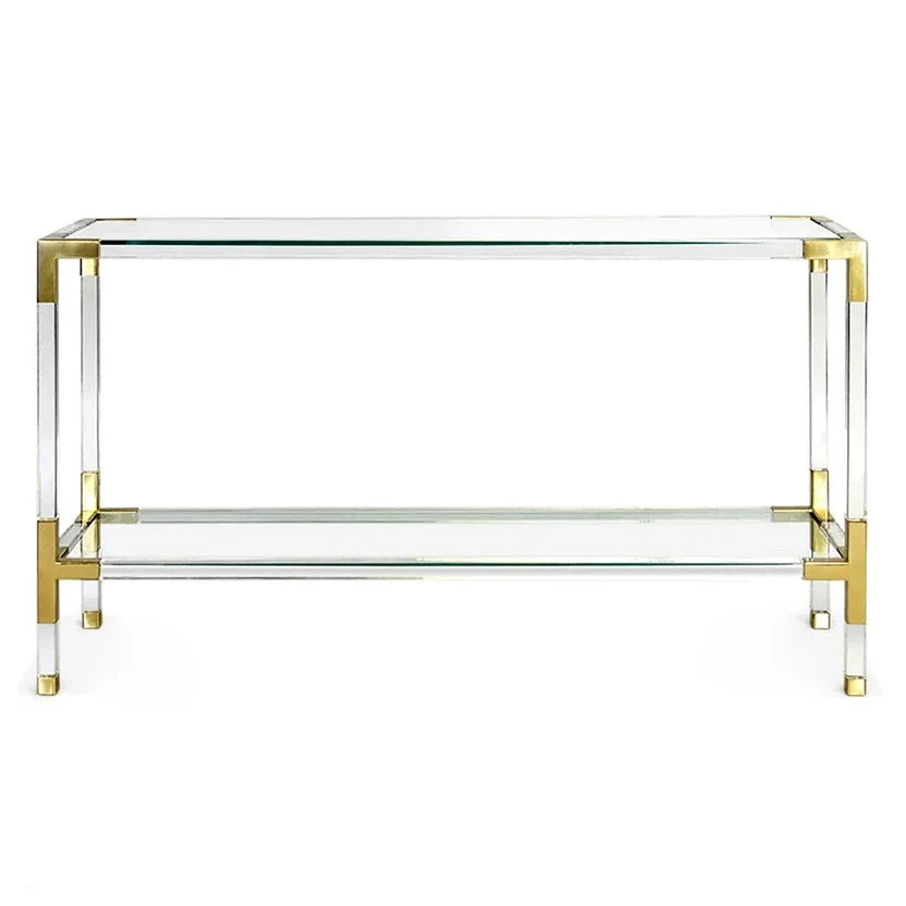 

panic buying Clear GlassTable Transparent Acrylic Corner Table Stainless Steel Acrylic Console Tables