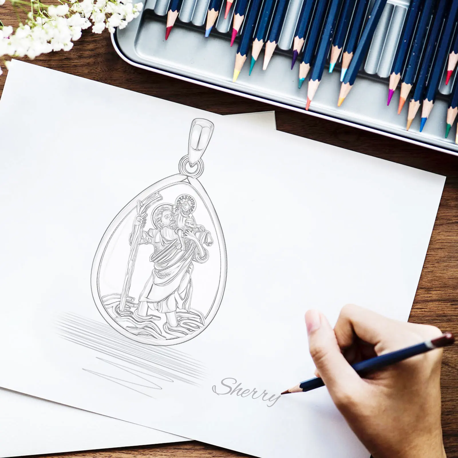 Eudora 925 Sterling Silver Saint Christopher Necklace Moonstone Religious Pendant Personality Jewelry Men Women Exquisite Gift view 5