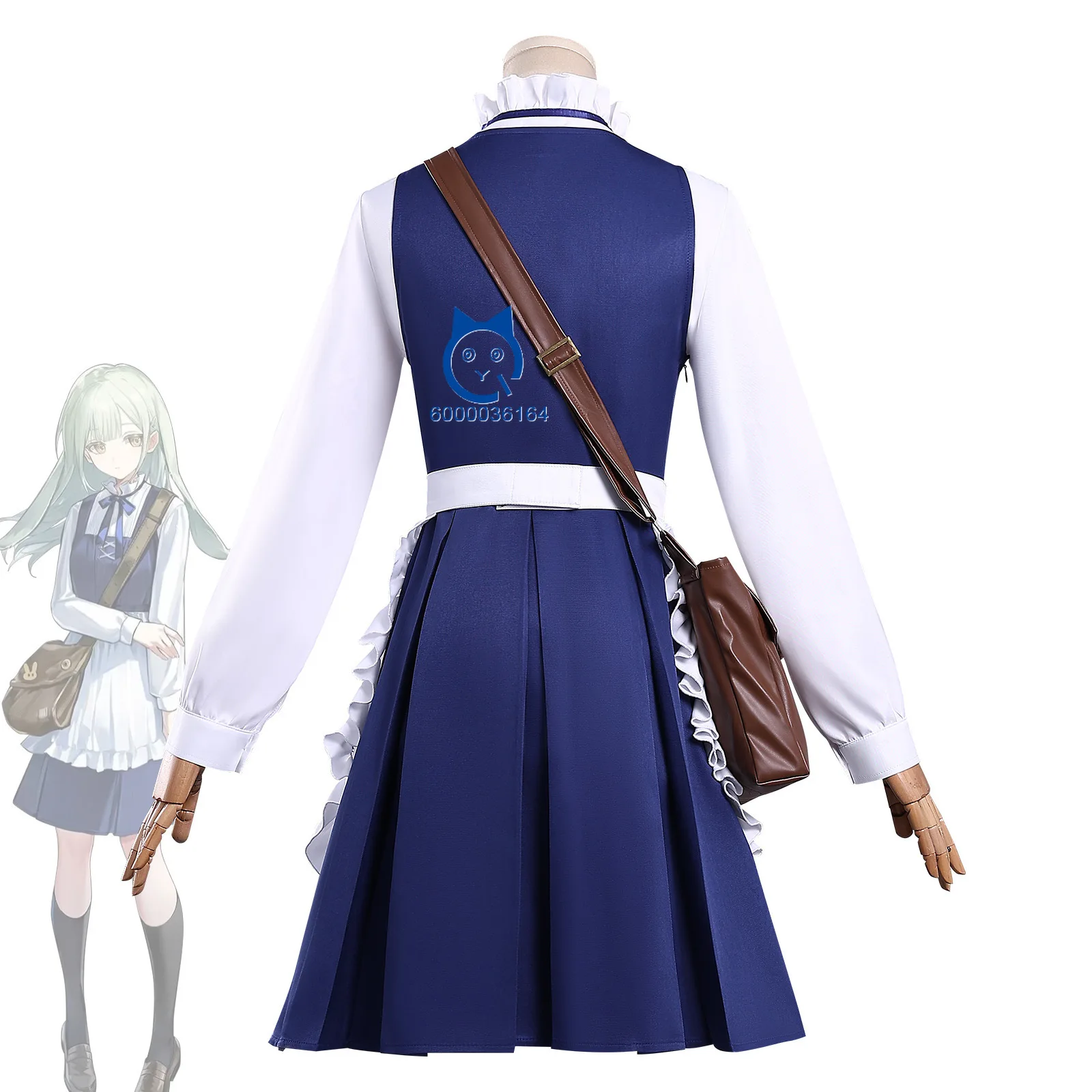 حلم بانج الجديد! أزياء Ave Mujica التأثيرية أنيمي واكابا موتسومي الأزرق زي مدرسي فستان لعب الأدوار شعر مستعار كوميك كون حفلة الهالوين