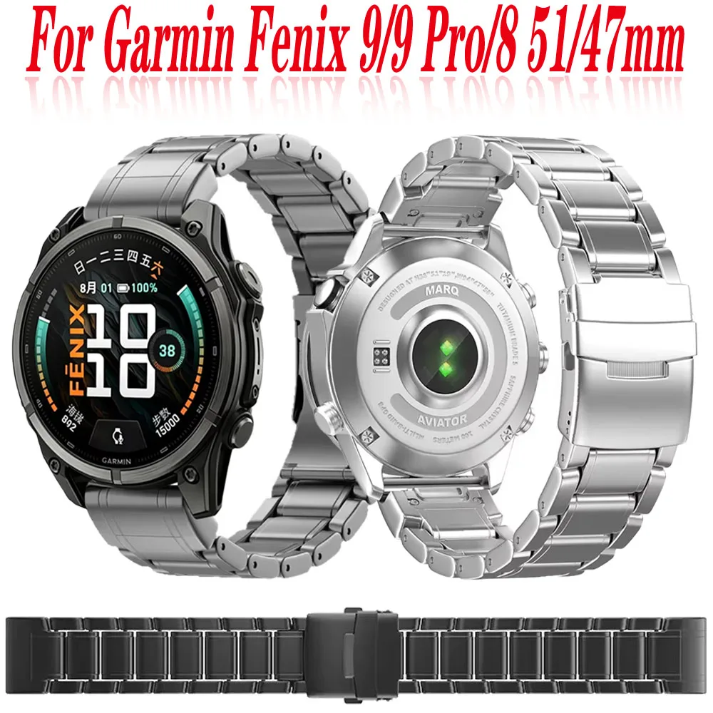26mm 22mm Titanium QuickFit Strap for Garmin Fenix 9/9 Pro/8 51/47mm Alloy Replacement Comfortable Band for Garmin Tactix 8 Belt
