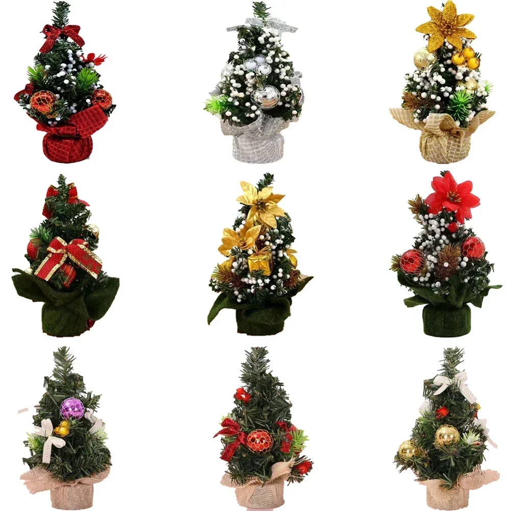 Mini Tree Christmas Tree For Home 1pc 20cm Festival Supplies Miniature Navidad Santa Claus Tabletop Decoration